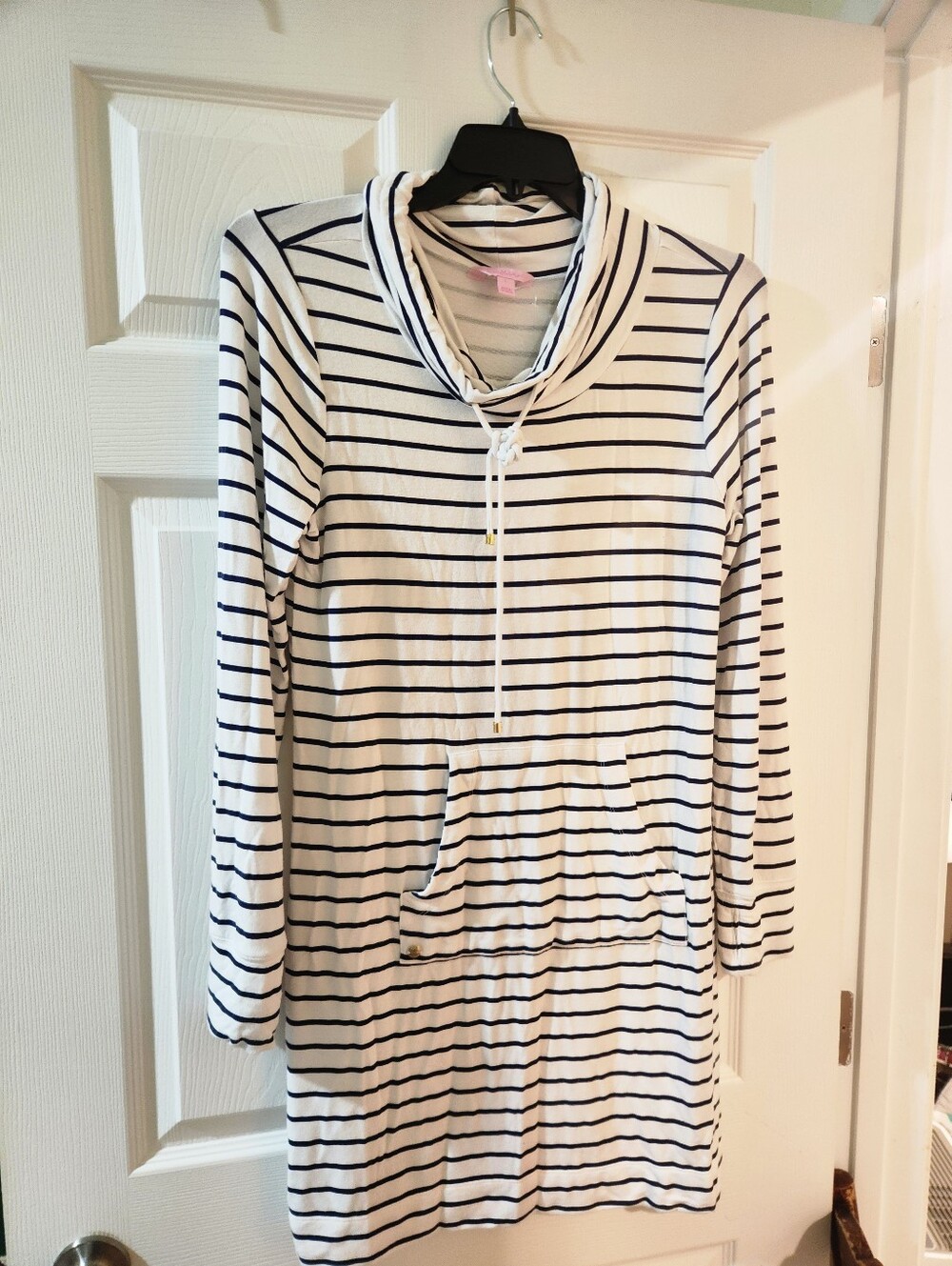 Lilly Pulizer Striped Cowl Neck Long Sleeve Top Dress Beach Cover